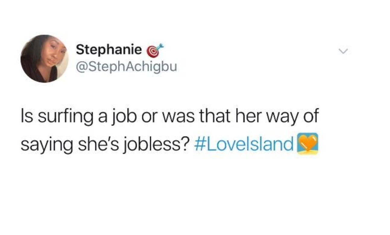 Image may contain: Love Island episode one memes, Lucie Donlan, Lucie, surfer girls, Love Island, 2019, meme, reaction, twitter,  Face, Text, Person, Human
