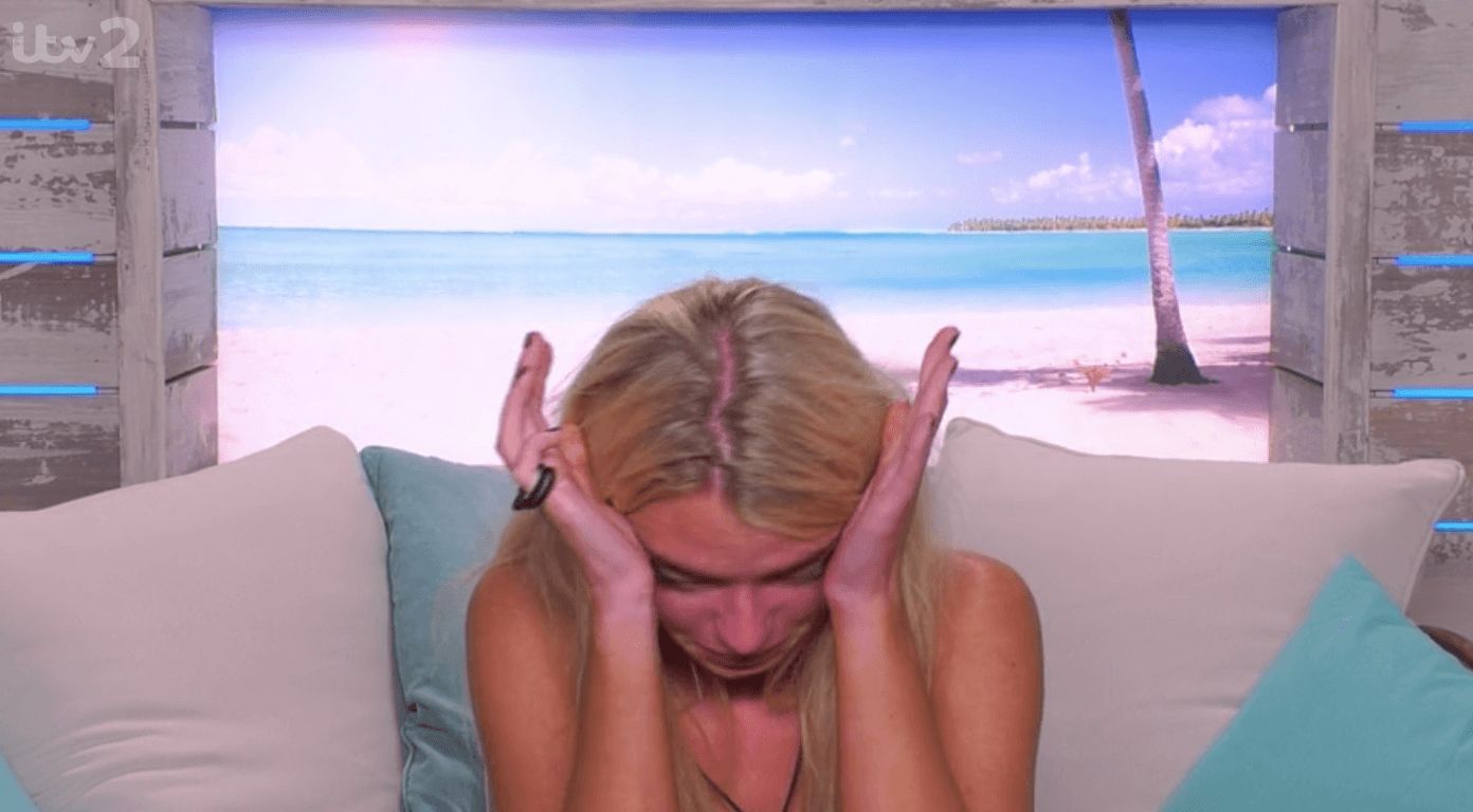Image may contain: Joe from Love Island, Joe, Love Island, You, Netflix, Joe Goldberg, meme, Lucie, crying, 2019, Finger, Heel, Couch, Furniture, Cushion, Pillow, Human, Person