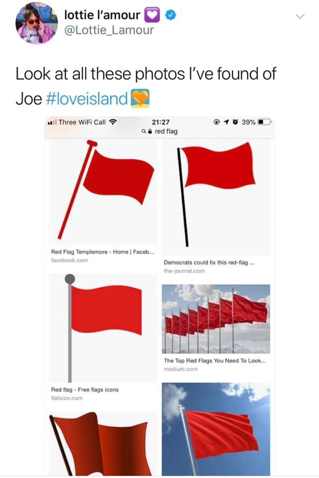 Image may contain: Love Island savage tweets, Love Island, memes, meme, tweets, savage, online buzz, best, funny, Lucie, Flag, Plot, Symbol, Text, Person, Human, Word