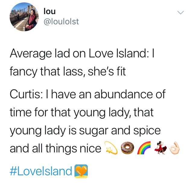 Image may contain: Love Island week one memes, Love Island, 2019, Amy, Curtis, funny, reaction, best, tweet, Flyer, Poster, Advertisement, Paper, Brochure, Human, Person, Text