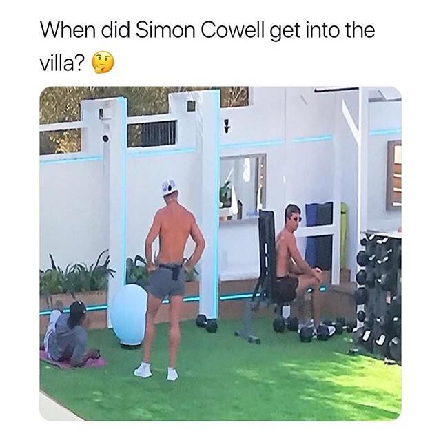 Image may contain: Love Island week one memes, Love Island, 2019, memes, reactions, Simon Cowell, Gym, Fitness, Sports, Exercise, Working Out, Sport, Human, Person