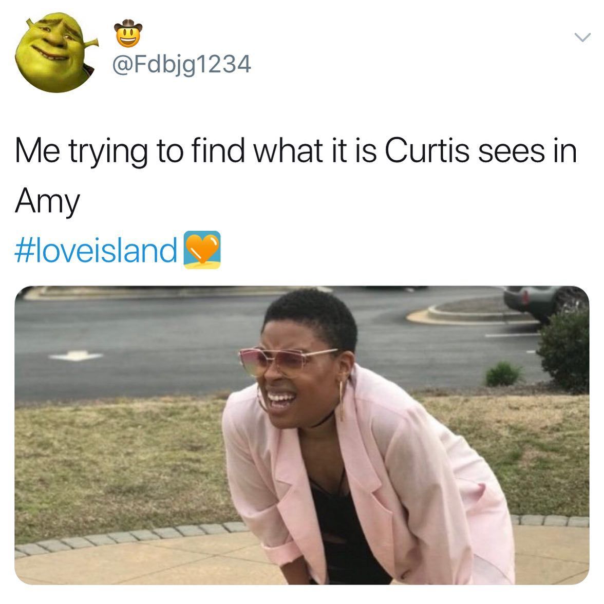 Image may contain: Love Island week two memes, Love Island, memes, reactions, tweet, funny, savage, meme, Curtis, Amy, Lab Coat, Coat, Person, Human, Clothing, Apparel