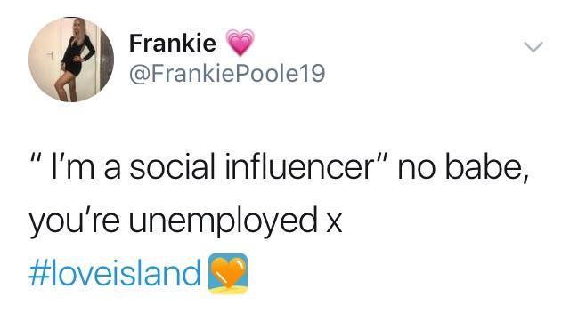 Image may contain: Love Island savage tweets, Love Island, memes, tweets, savage, online buzz, Molly-Mae, Tommy, Logo, Trademark, Symbol, Text, Human, Person