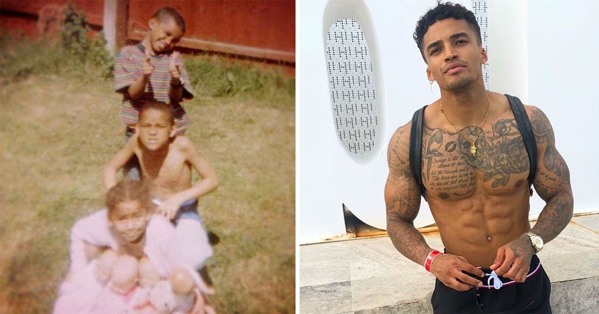 Image may contain: Love Island baby pictures, Love Island, childhood, pictures, old, baby, picture, family, Michael Griffiths, cast, contestants, Man, Face, Tattoo, Person, Human, Skin