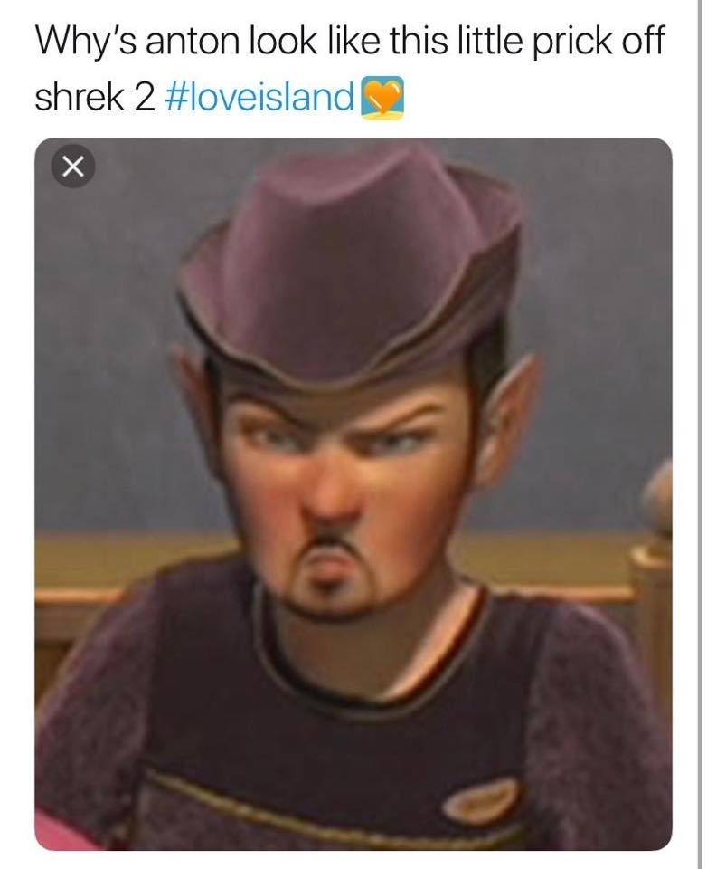 Image may contain: Love Island episode one memes, Anton, Love island, 2019, meme, reaction, tweet, Painting, Apparel, Hat, Clothing, Art, Human, Person