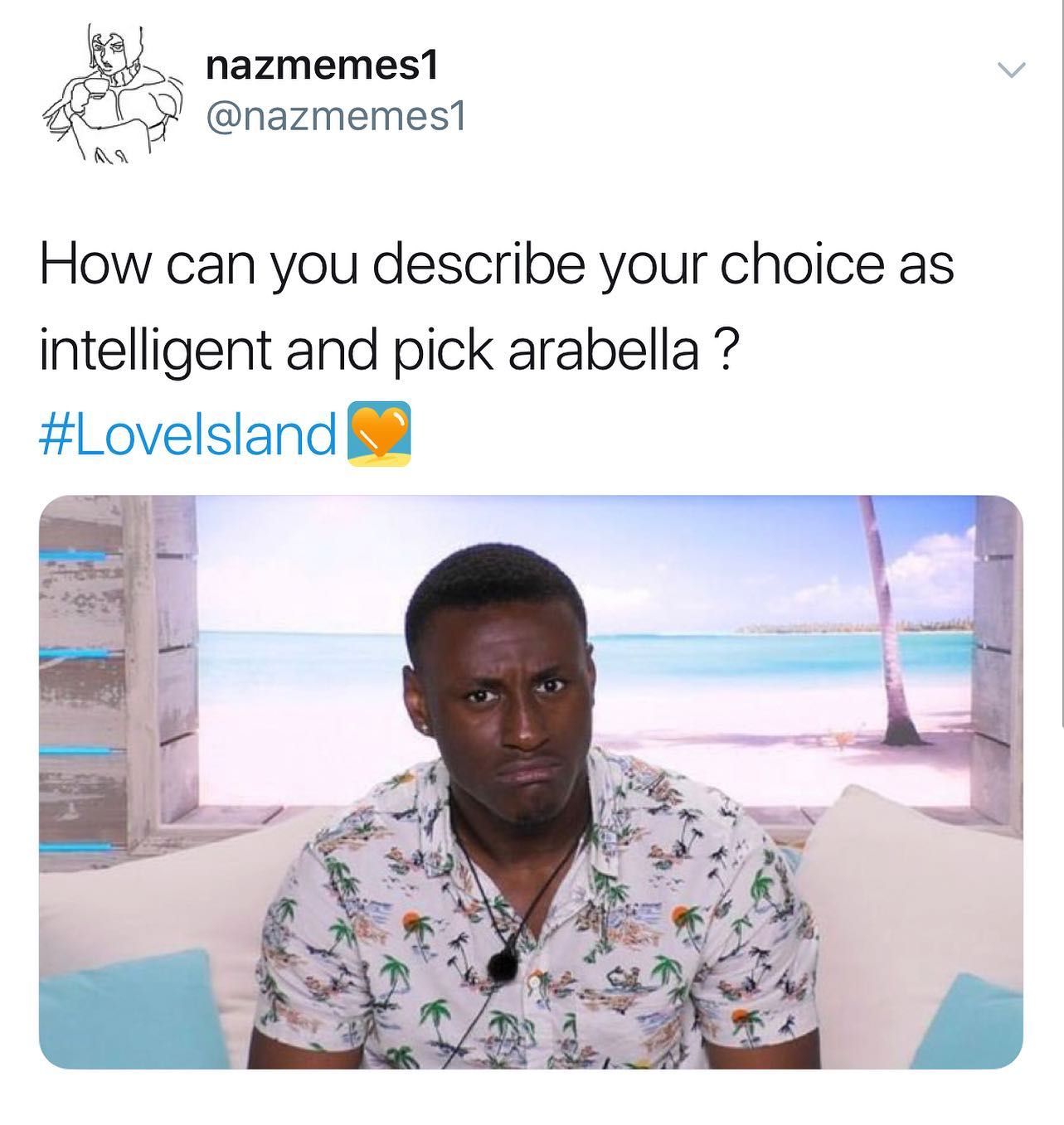 Image may contain: Love Island savage tweets, Love Island, memes, tweets, savage, online buzz, Danny, arabella, name, Paper, Smile, Apparel, Clothing, Poster, Advertisement, Text, Face, Person, Human