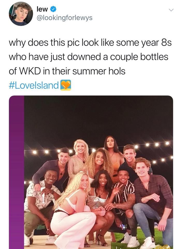 Image may contain: Love Island episode one memes, Love Island, cast, meme, funny, 2019, People, Denim, Jeans, Woman, Girl, Furniture, Chair, Text, Female, Pants, Shoe, Footwear, Smile, Apparel, Clothing, Face, Person, Human