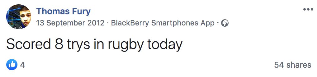 Image may contain: Tommy Fury facebook, Tommy Fury, Love Island, rugby, status, profile, facebook, old, before, after, change, transformation, Person, Face, Human, Text