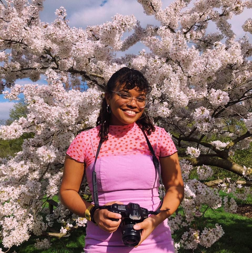 Image may contain: Photographer, Electronics, Camera, Cherry Blossom, Blossom, Flower, Person, Human, Plant