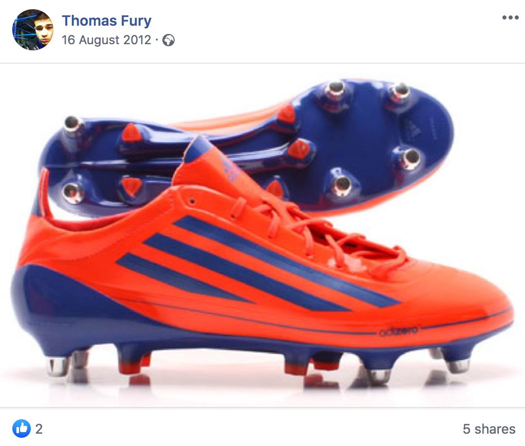 Image may contain: Tommy Fury facebook, Tommy Fury, Love Island, facebook, status, picture, post, social media, old, 2012, 2019, change, transformation, Running Shoe, Sneaker, Shoe, Footwear, Clothing, Apparel