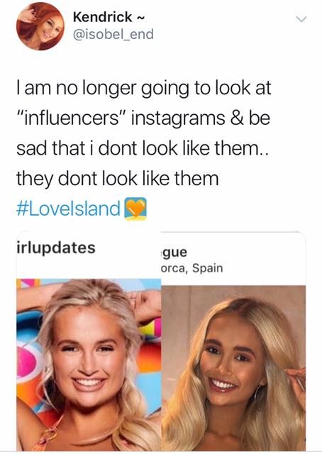 Image may contain: Love Island savage tweets, Love Island, memes, tweets, savage, online buzz, Molly-Mae, job, Smile, Jaw, Flyer, Brochure, Poster, Advertisement, Paper, Document, Id Cards, Text, Female, Face, Human, Person