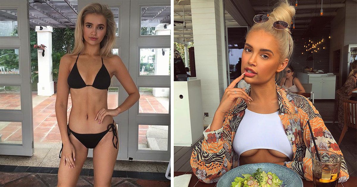 Image may contain: Molly-Mae transformation, Molly-Mae, Love Island, 2019, Molly Mae Hague, contestant, surgery, cosmetic, plastic, before and after, transformation, Tattoo, Accessory, Accessories, Sunglasses, Bikini, Swimwear, Apparel, Clothing, Person, Human, Skin