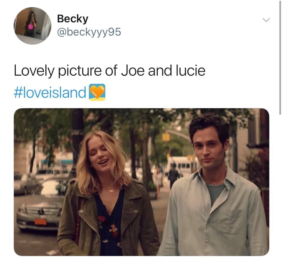 Image may contain: Love Island week one memes, Love Island, memes, 2019, Joe, Lucie, You, Netflix, funny, reaction, Vehicle, Transportation, Automobile, Car, Jacket, Coat, Apparel, Clothing, Text, Human, Person