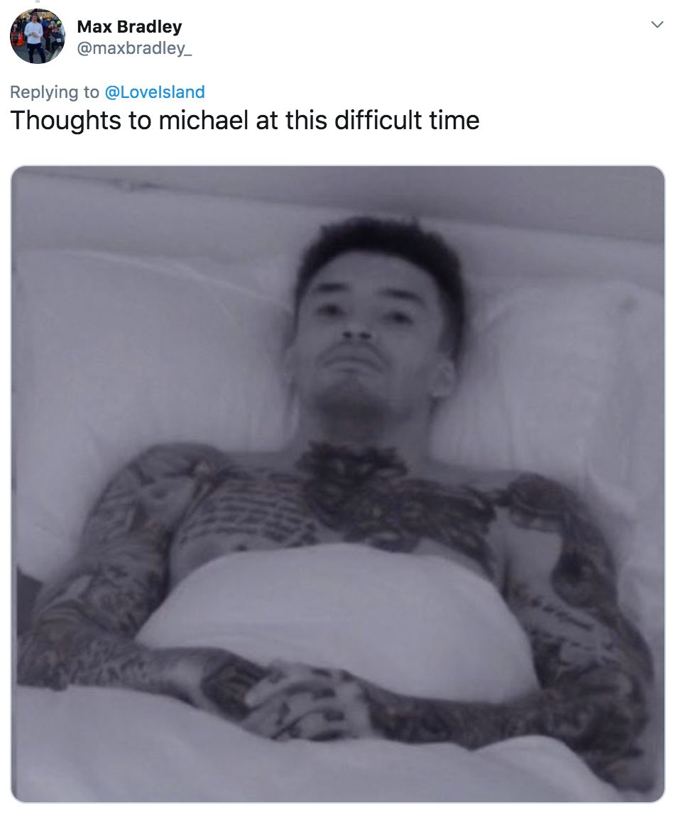 Image may contain: Love Island final memes, Love Island, final, 2019, meme, reaction, twitter, funny, best, Michael, bitter, video, Asleep, Sleeping, Head, Bed, Pillow, Cushion, Face, Person, Human, Furniture