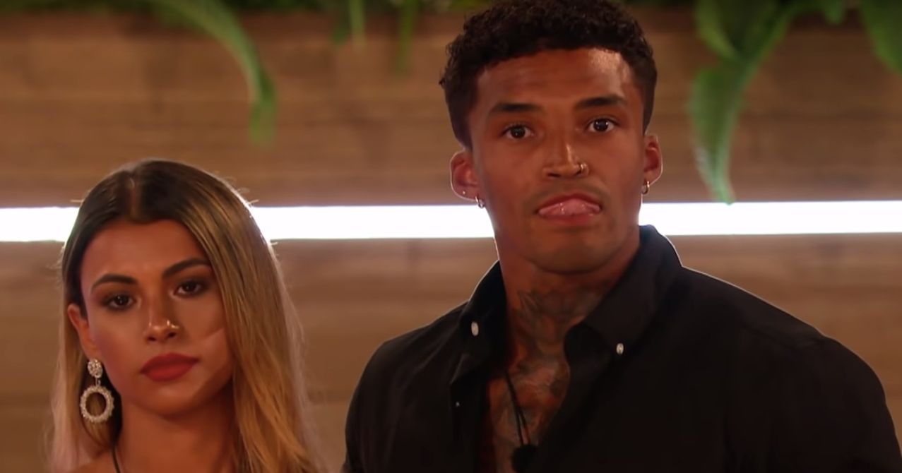 Image may contain: Love Island recoupling, Joanna, Michael, Amber, recouple, couple up, who left, dumped, last night, Clothing, Apparel, Head, Man, Face, Person, Human