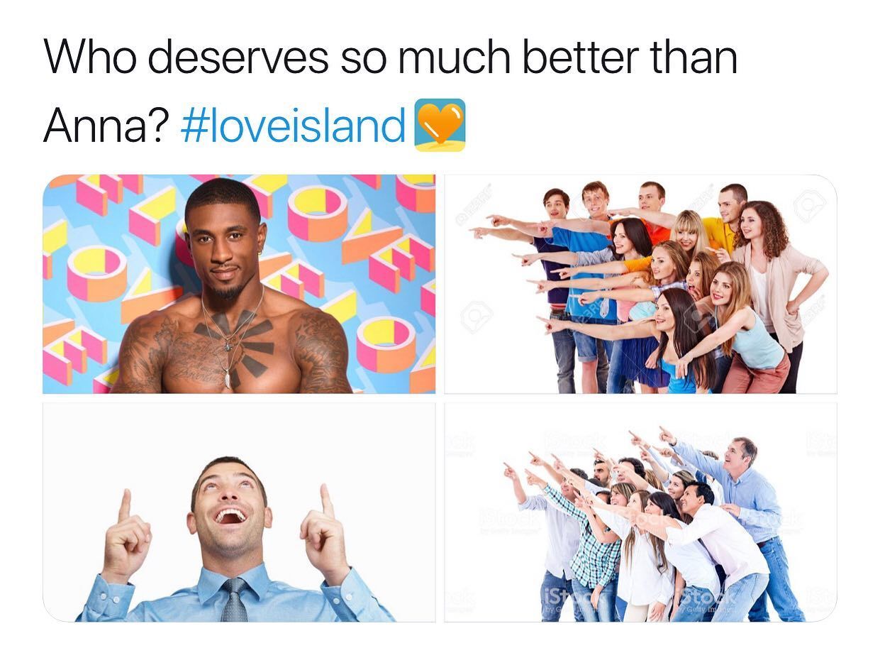 Image may contain: Love Island Ovie memes, Love Island, Ovie Soko, meme, Anna, win, Face, Human, Person, Skin