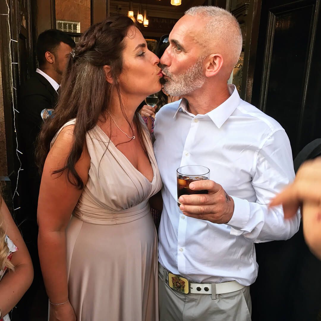 Image may contain: Love Island parents, Love Island, mum, dad, India, Amy Jane Reynolds, Finger, Robe, Evening Dress, Fashion, Gown, Clothing, Apparel, Human, Person