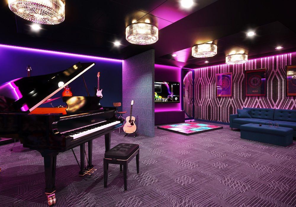 Image may contain: Grand Piano, Lighting, Musical Instrument, Leisure Activities, Piano