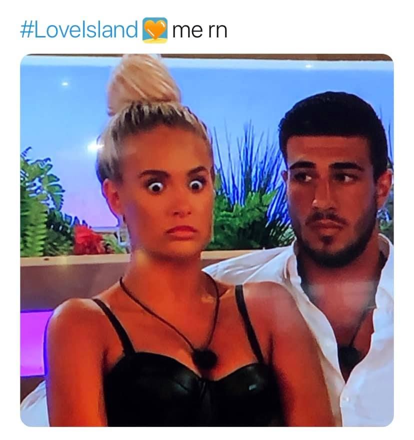 Image may contain: Love Island recoupling memes, Love Island, memes, Molly-Mae, eyes, eye roll, Tommy Fury, tweets, reactions, savage, twitter, Head, Advertisement, Interior Design, Indoors, Clothing, Apparel, Face, Human, Person