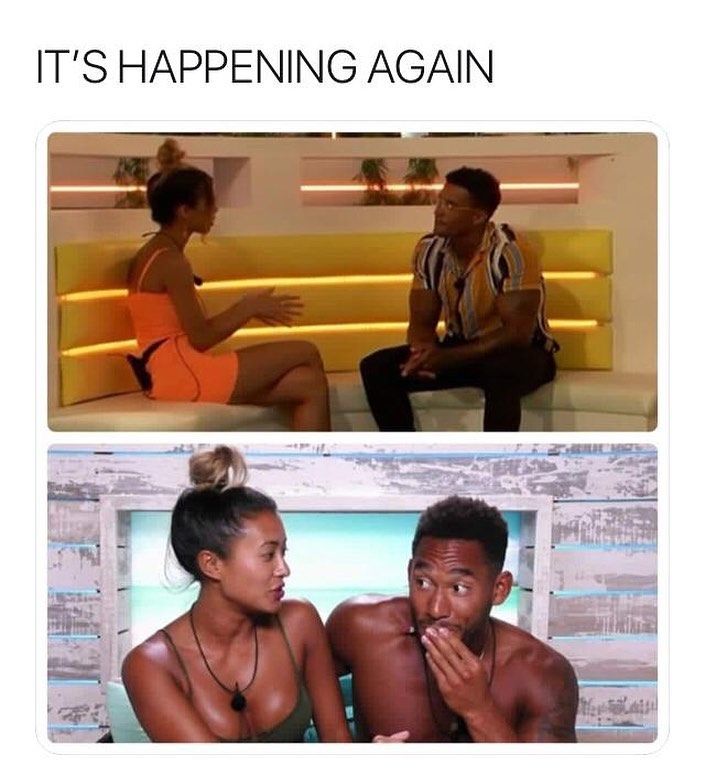 Image may contain: Casa Amor Love Island memes, Love Island, Casa Amor, meme, Michael, Amber, Joanna, Josh, Kaz, reaction, tweet, funny, savage, best, Twitter, Sitting, Furniture, Skin, Poster, Female, Swimwear, Advertisement, Face, Clothing, Apparel, Person, Human