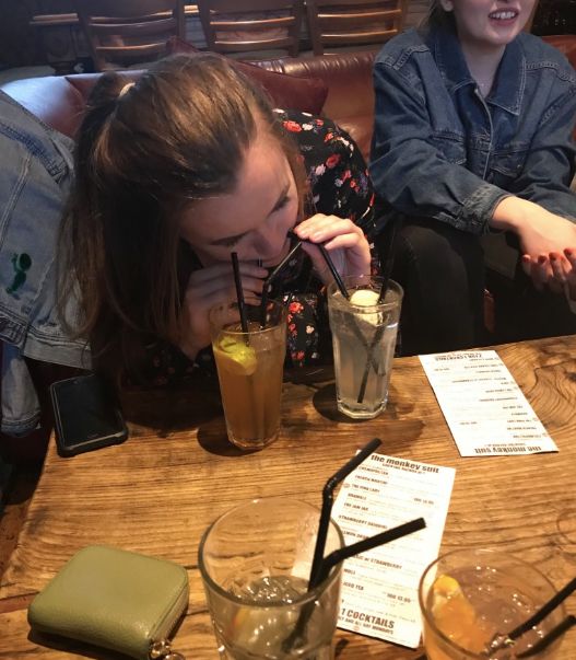 Image may contain: Tactical chunder, does it work, science, medical, advice, sick, drinking, pres, out, vomit, Tabletop, Glass, Woman, Child, Blonde, Girl, Kid, Teen, Food, Food Court, Pub, Bar Counter, Female, Drink, Beverage, Dining Table, Restaurant, Table, Chair, Human, Person, Furniture