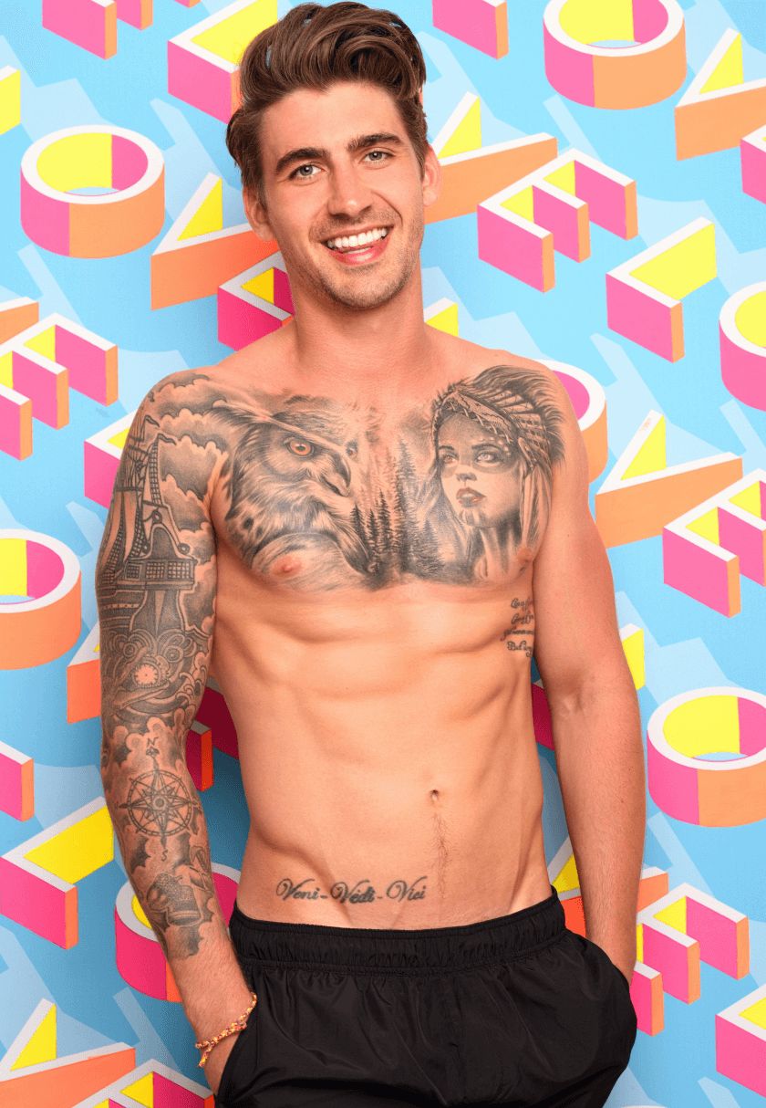 Image may contain: Chris Love Island, Chris Taylor, Love Island, bombshell, new, late, boy, arrival, contestant, cast, villa, Islander, Instagram, age, job, work, tattoos, Leicester, eyebrows, Chris, Tattoo, Human, Person, Skin