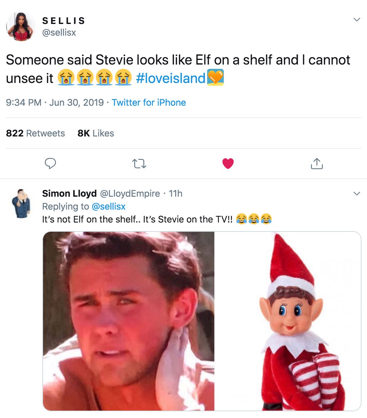 Image may contain: Casa Amor Love Island memes, Love Island, Casa Amor, meme, reaction, tweet, funny, savage, best, Twitter, Stevie, Text, Elf, Doll, Toy, Human, Person