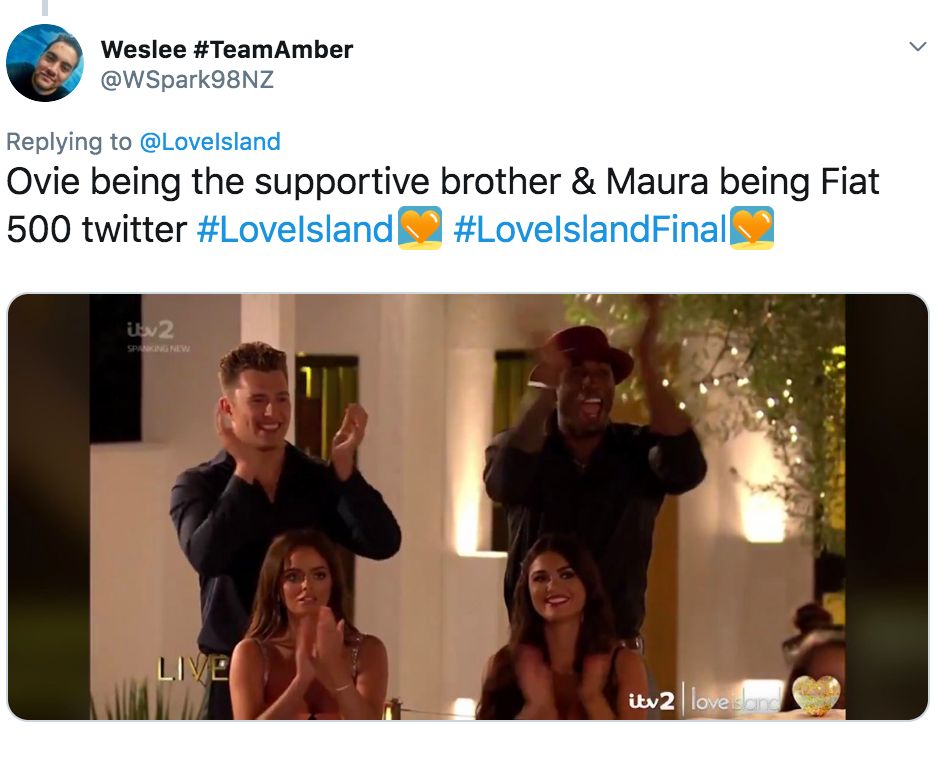 Image may contain: Love Island final memes, Love Island, final, 2019, meme, reaction, twitter, funny, best, Ovie, Maura, India, Curtis, Text, Face, Clothing, Apparel, Person, Human