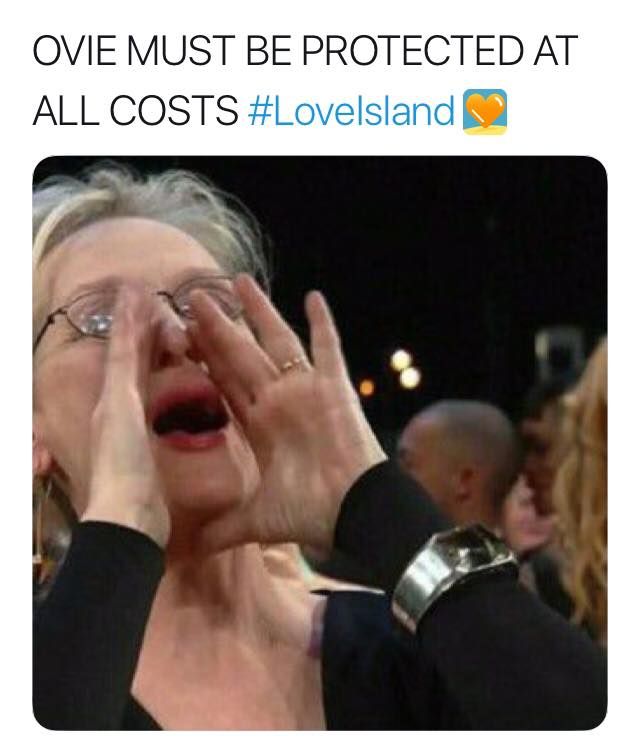 Image may contain: Love Island Ovie memes, Love Island, Ovie Soko, meme, Meryl Streep, Text, Human, Person