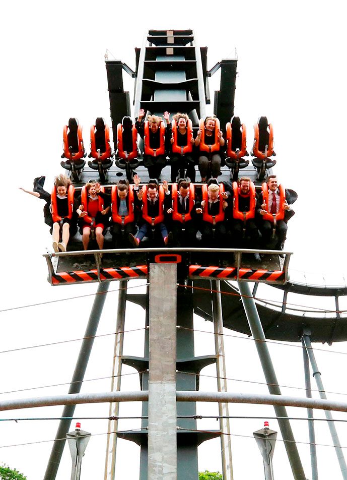 Image may contain: Theme Park, Coaster, Roller Coaster, Human, Person, Amusement Park