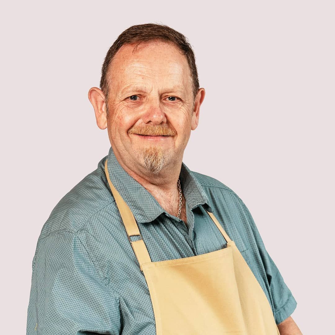 Image may contain: Great British Bake Off 2019, Phil Thorne, Phil, job, age, cast, contestants, lineup, Instagram, GBBO, Bake Off, 2019, start date, Channel 4, Apron, Person, Human