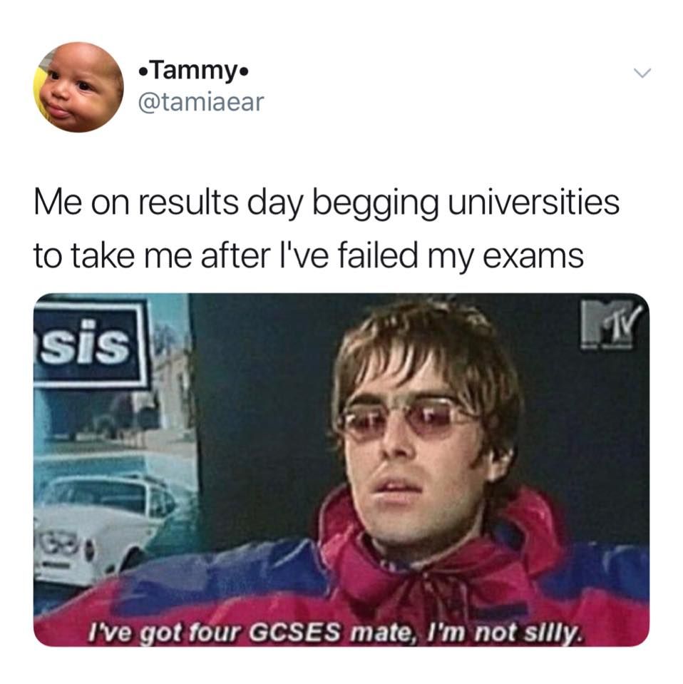 Image may contain: A-level results day memes, A-level results, A-Level, results day, memes, 2019, meme, twitter, tweet, reaction, clearing, university, degree, grades, student, course, Document, Id Cards, Human, Person, Text