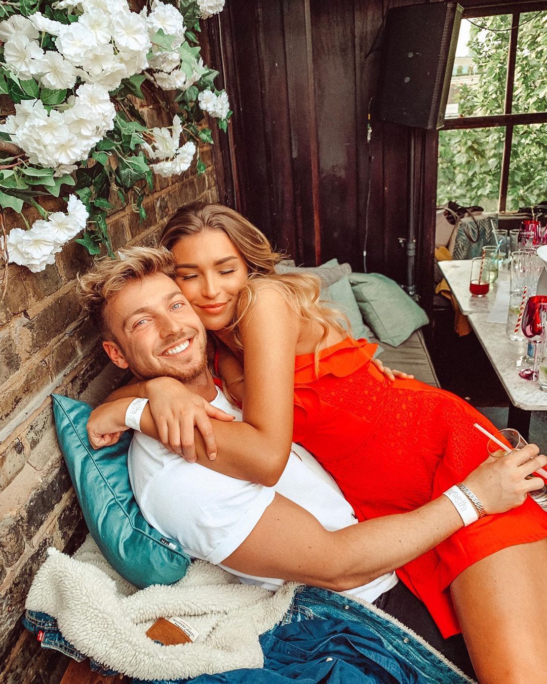 Image may contain: Sam and Zara Made in Chelsea, Sam Thompson, Made in Chelsea, Zara McDermott, Love island, series 18, cast, showdown, relationship, Jamie Laing, Sophie Habboo, Habbs, Finger, Plant, Fashion, Gown, Evening Dress, Robe, Blonde, Female, Girl, Teen, Kid, Woman, Child, Human, Person, Clothing, Apparel