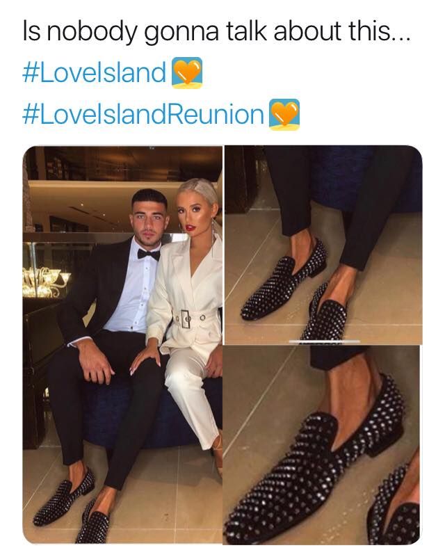 Image may contain: Love Island reunion memes, Love Island, reunion, meme, reaction, tweet, funny, last night, Tommy, Fury, Molly-Mae, shoes, Overcoat, Suit, Blazer, Jacket, Coat, Shoe, Footwear, Person, Human, Clothing, Apparel