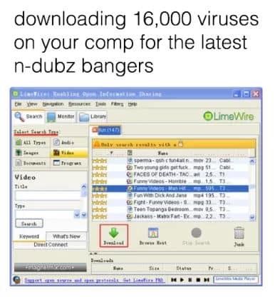 Image may contain: 90s kid memes, school, uk, meme, tweet, reaction, Lime Wire, N-Dubz, funny, 00s, 90s, nostalgic, Paper, Menu, Page, Label, Word, Text