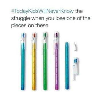 Image may contain: 90s kid memes, school, uk, meme, tweet, reaction, funny, 00s, 90s, nostalgic, Pen, Today kids will never know, stationary, school,