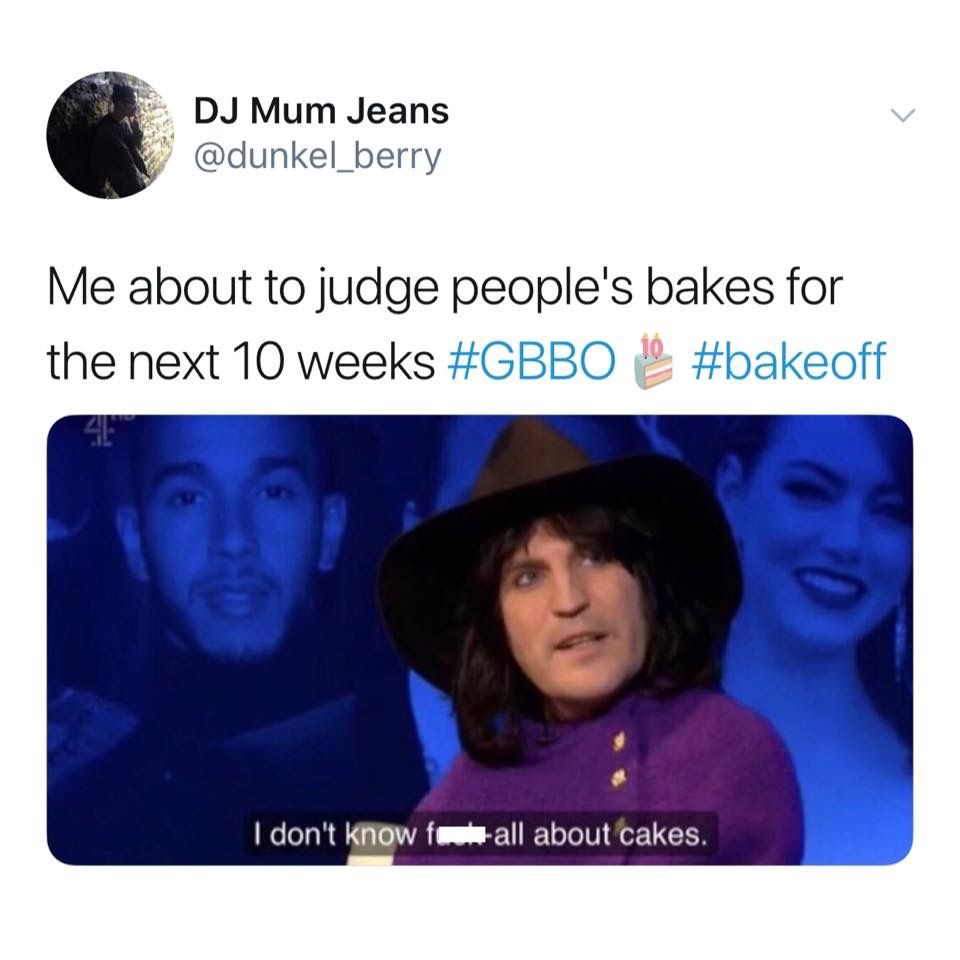 Image may contain: Great British Bake Off memes, GBBO, Bake Off, meme, episode one, Great British Bake Off, Noel Fielding, People, Id Cards, Document, Human, Person, Text