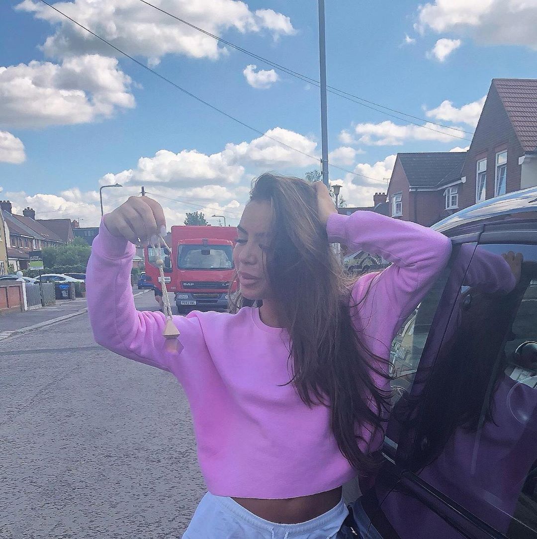 Image may contain: Love Island, gossip, news, latest, rumours, Megan Barton Hanson, Celebs Go Dating, Elma, Road, Finger, Person, Human, Asphalt, Tarmac, Apparel, Clothing