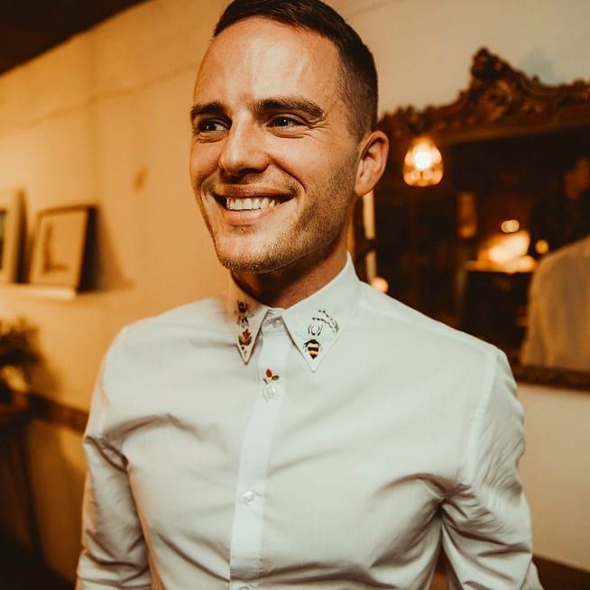 Image may contain: Great British Bake Off 2019, David Atherton, David, cast, contestants, lineup, Instagram, GBBO, Bake Off, 2019, start date, Channel 4, Shirt, Chef, Clothing, Apparel, Human, Person