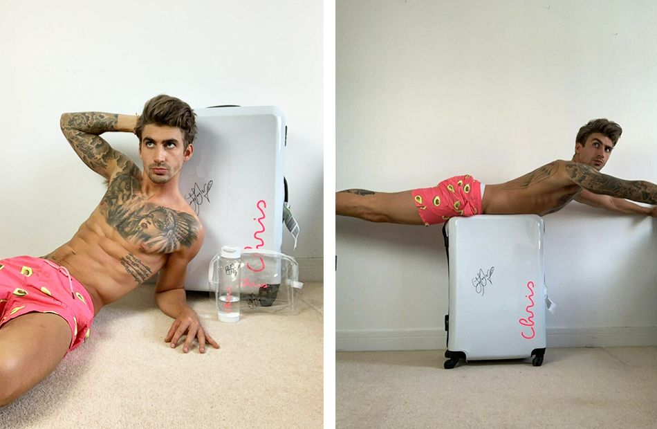 Image may contain: Love Island, Chris Taylor, merchandise, auction, eBay, merch, selling, charity, dogs trust, Arm, Tattoo, Person, Human, Skin