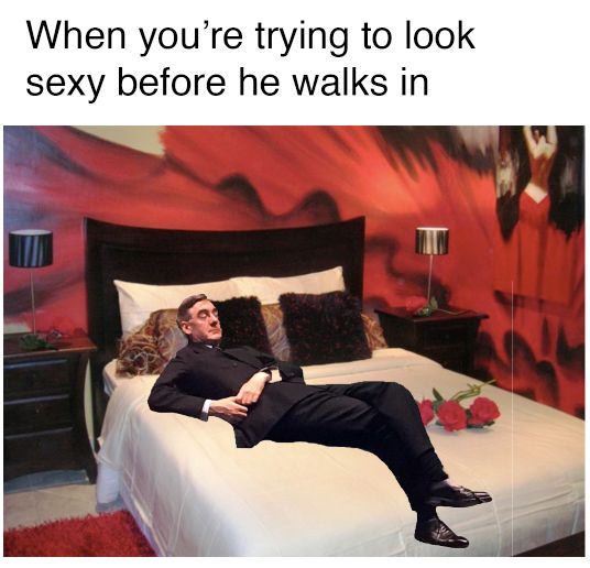 Image may contain: Jacob Rees-Mogg memes, Jacob Rees-Mogg, meme, slouch, asleep, Parliament, Brexit, House of Commons, debate, slump, Bed, Furniture, Lamp, Table Lamp, Human, Person, Pillow, Cushion