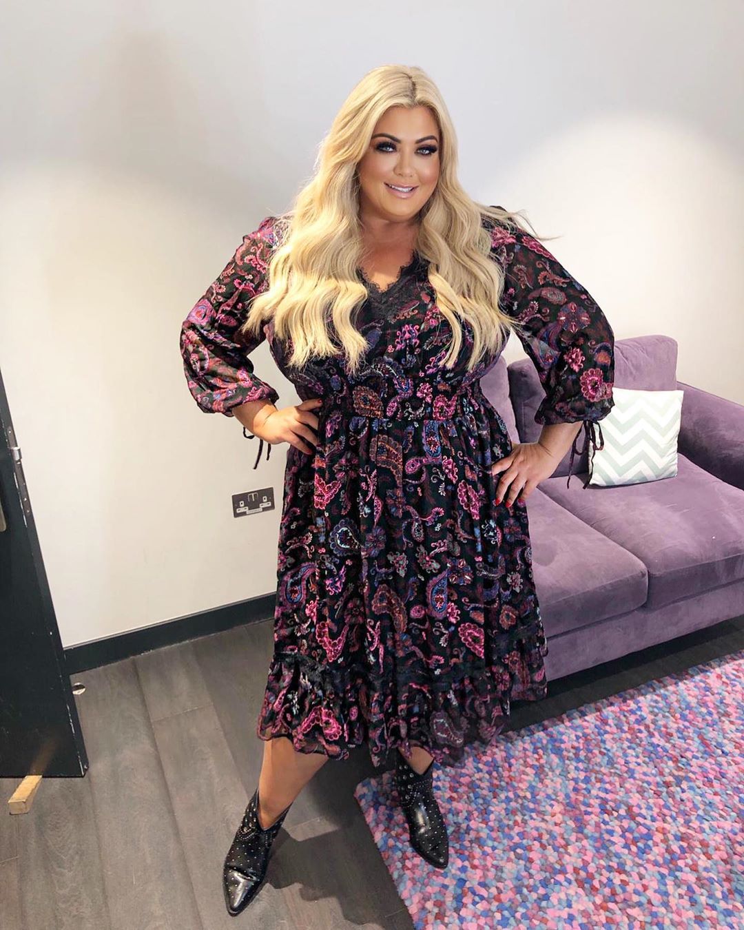 Image may contain: reality TV rich list, UK, reality TV, net worth, earnings, money, salary, rich, worth, Gemma Collins, TOWIE, Couch, Furniture, Sleeve, Woman, Female, Shoe, Footwear, Dress, Person, Human, Clothing, Apparel