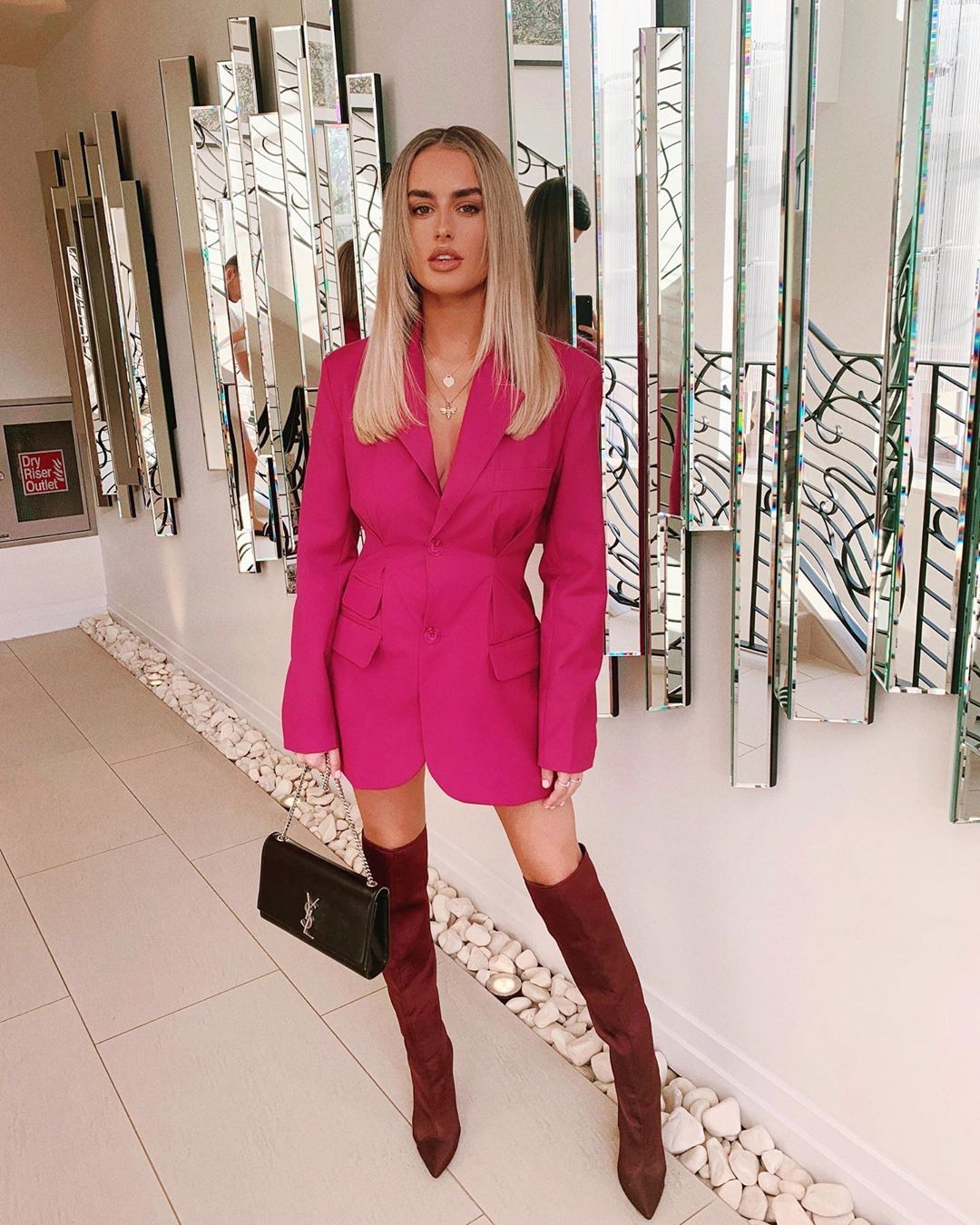 Image may contain: reality TV rich list, UK, reality TV, net worth, earnings, money, salary, rich, worth, Love Island, Amber Davies, Dress, Boot, Blonde, Woman, Kid, Child, Girl, Teen, Footwear, Female, Coat, Overcoat, Suit, Human, Person, Apparel, Clothing