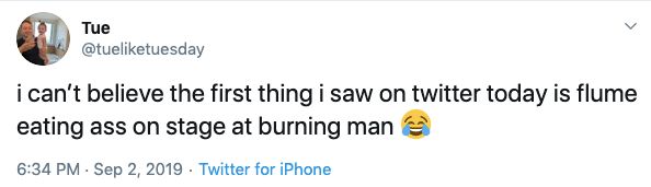 Flume ass eating video, Paige, girlfriend, meme, viral, trend, watch, DJ, Burning Man, sex, porn, public, Instagram, tweets, reactions, festival, does Flume eat ass, insta story