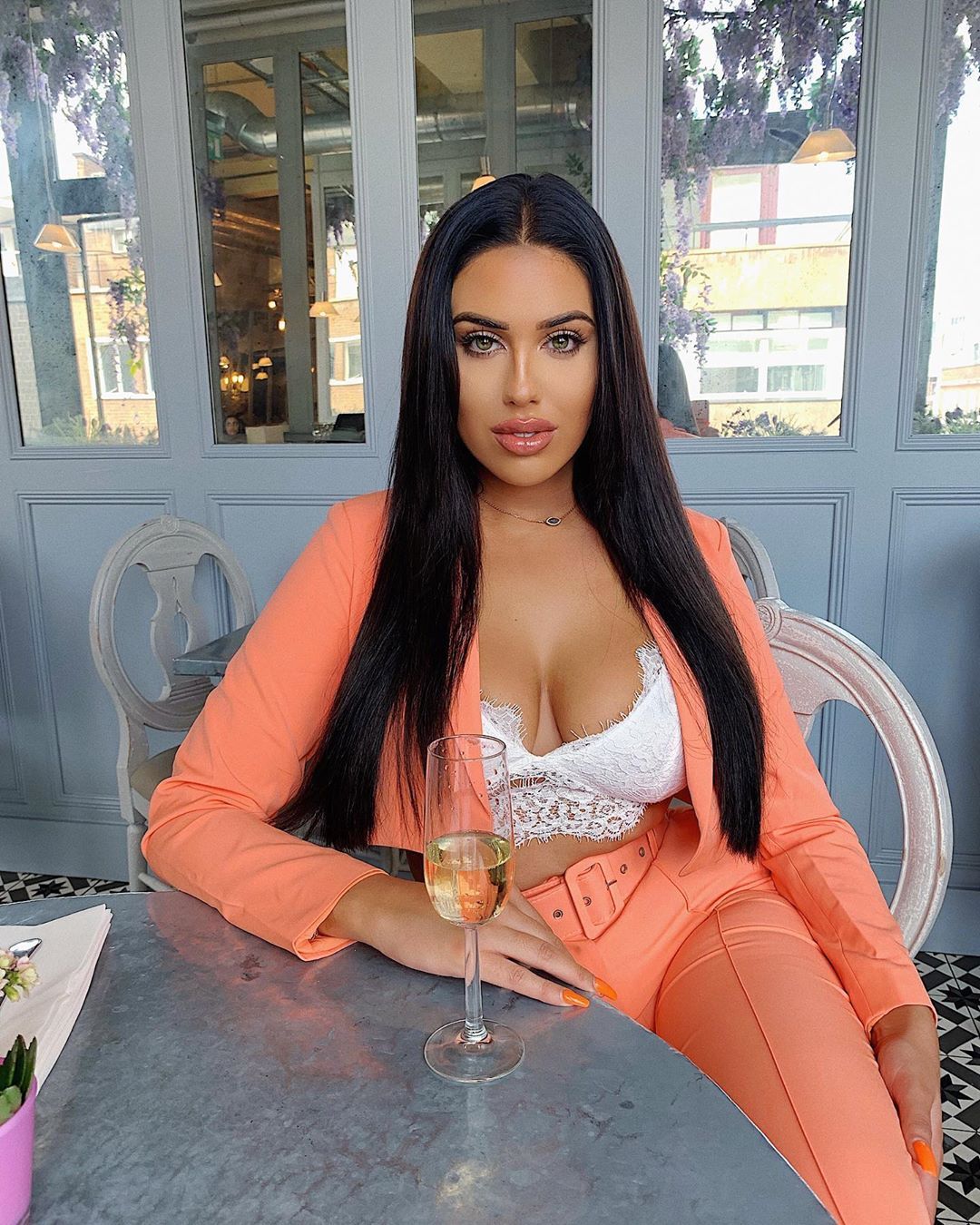Image may contain:  Love Island 2019 contestants, Love Island, 2019, now, job, Instagram, updates, news, latest, series five, Anna Vakili, Fashion, Furniture, Couch, Indoors, Interior Design, Goblet, Long Sleeve, Sleeve, Glass, Home Decor, Person, Human, Clothing, Apparel