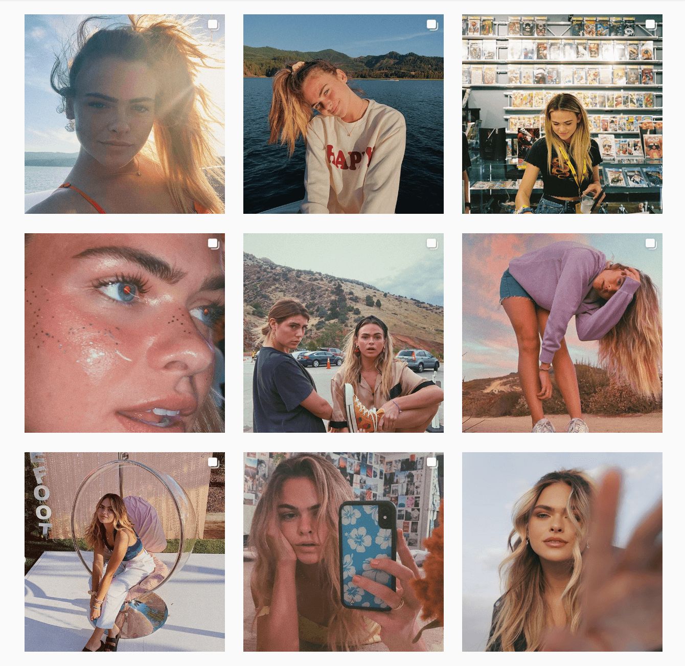 Image may contain: VSCO girl meaning, VSCO girl, tumblr, Emma Chamberlain, explained, what, how to become, step by step, jokes, sayings, sksksk, meaning, and I oop, hairstyles, bag, scrunchie, hydro flask, Summer McKeen, Female, Head, Skin, Face, Person, Human, Advertisement, Poster, Collage