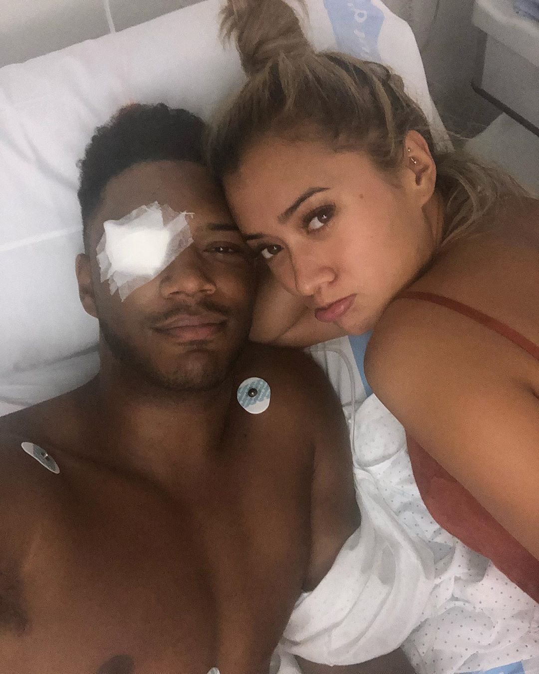 Image may contain: Theo deleted screenshots, Theo Campbell, Josh Denzel, screenshots, video, Love Island, blindness, eye, injury, Instagram story, deleted, mocking, beef, feud, drama, argument, Kaz Crossley, First Aid, Skin, Person, Face, Human