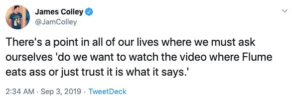 Flume ass eating video, Paige, girlfriend, meme, viral, trend, watch, DJ, Burning Man, sex, porn, public, Instagram, tweets, reactions, festival, does Flume eat ass, insta story