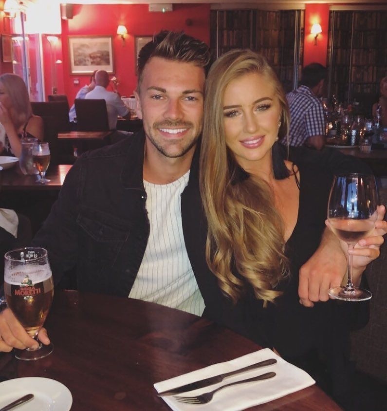 Image may contain: Ellie Brown and Charlie Brake reunion, Ellie Brown, Charlie Brake, Love Island, 2018, Ex on the Beach, series 11, cast, 2019, reunion, together, on screen, date, Georgia Steel, Sam Bird, Wine Glass, Wine, Furniture, Dating, Glass, Beverage, Drink, Alcohol, Beer, Food Court, Food, Restaurant, Bar Counter, Pub, Human, Person