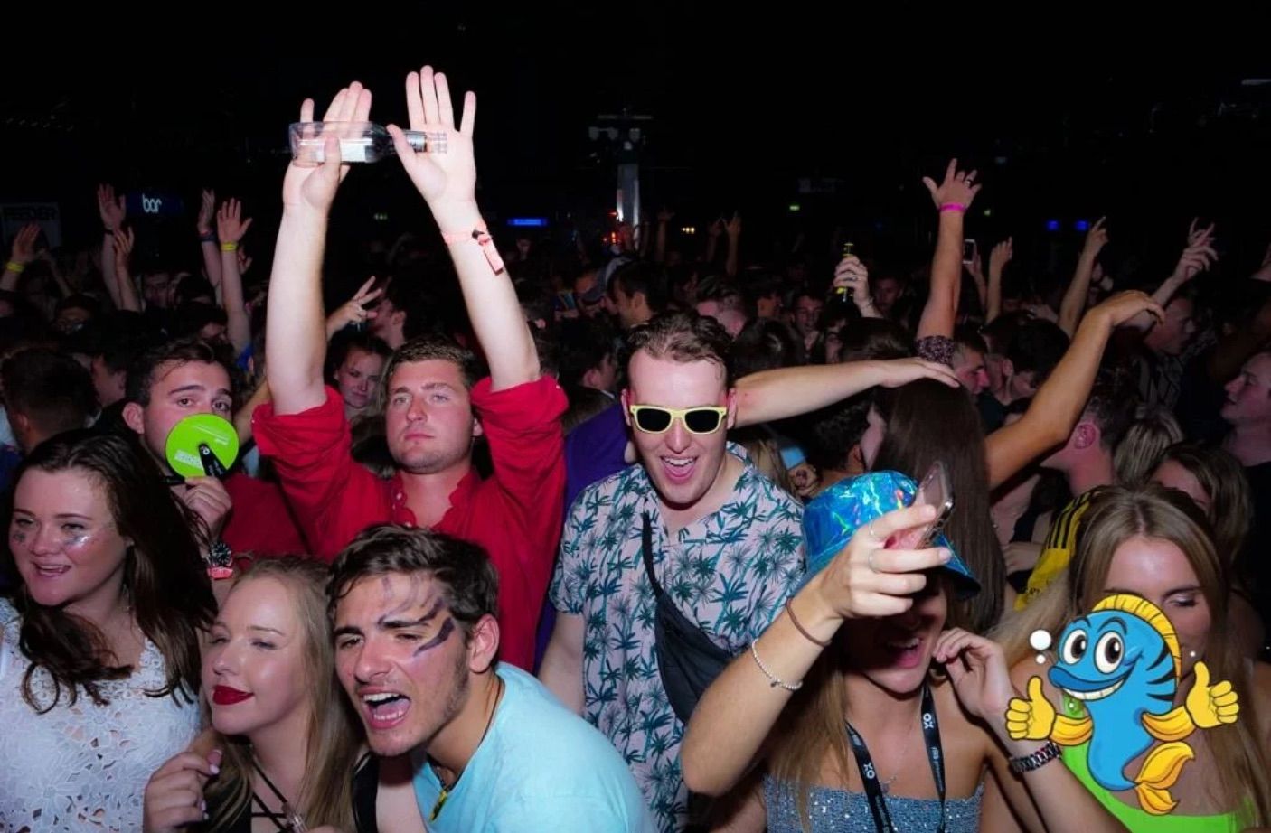 Image may contain: Face, Leisure Activities, Night Club, Club, Crowd, Audience, Party, Night Life, Accessories, Sunglasses, Accessory, Human, Person